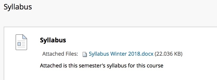 Syllabus posted to course